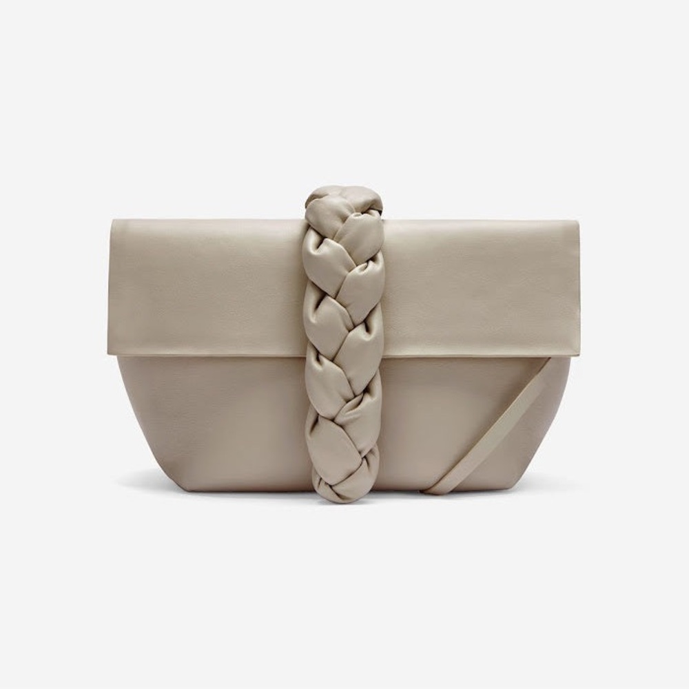 DeMellier London Verona Braided Taupe Crossbody Bag (New)